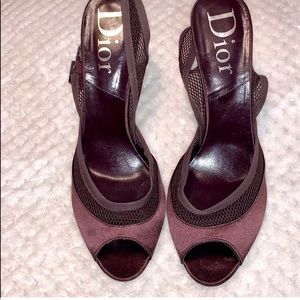 Dior satin mesh prune sandal